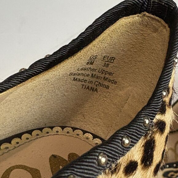 Sam Edelman Leopard Calf Hair Tiana Pointed Toe Pump High Heel Size 8M Studded - Picture 11 of 11